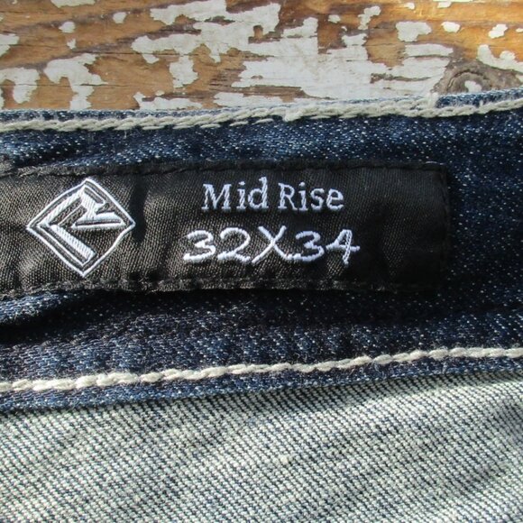 New ROCK & ROLL Cowgirl Jeans Size 32 X 34 Embellished Bootcut Denim - Picture 13 of 14